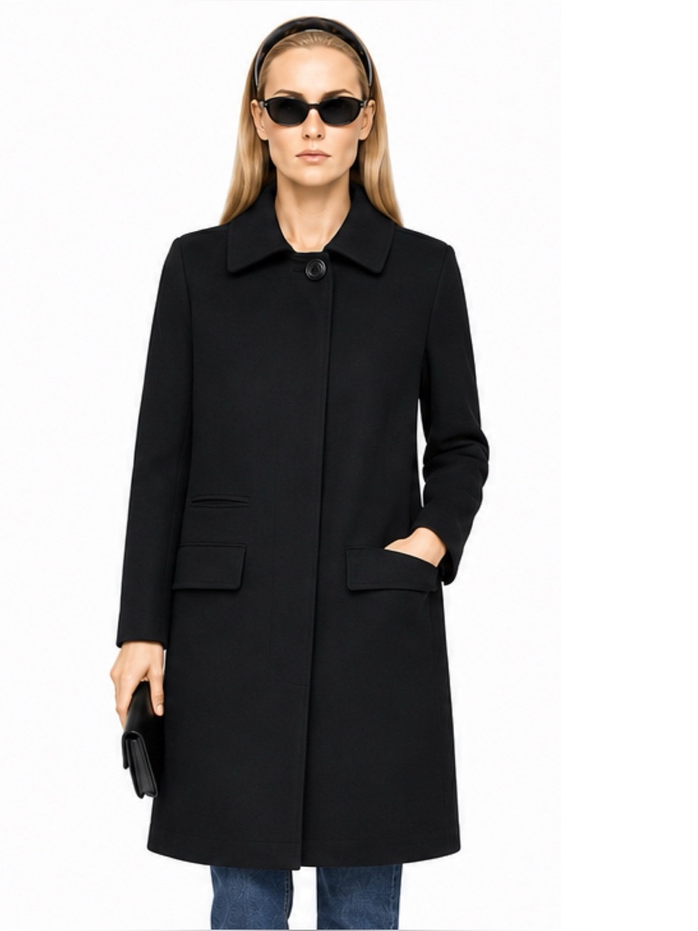 Gallery Black Size M Button-up Coat
